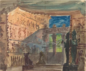 Interiøret i et gammelt egyptisk tempel