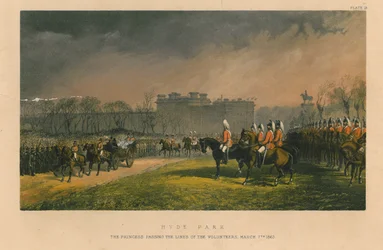 Hyde Park - prinsessen passerer linjene til de frivillige, 7. mars 1863, 1863