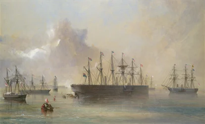 Atlantic Telegraph Cable Fleet samlet ved Berehaven Southwest Coast of Ireland ..., 1866.