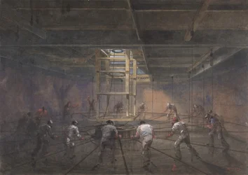 Utsikt over interiøret til en av tankene om bord på Great Eastern, 1865-66.