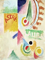 Fotball. Cardiff Team - Maleri av Robert Delaunay (1885-1941), Olje på papir 1916