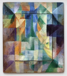Samtidige vinduer mot byen. Del 1, andre mønster, første replika. Maleri av Robert Delaunay (1885-1941)