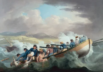 Overlevende fra et forlis utenfor Isle of Wight blir reddet av mannskapet på H.M.S. Juno