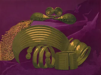Gullpynt fra Suite og et armbånd, 1863