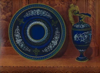 Porselen Ewer & Plateau, 1863.