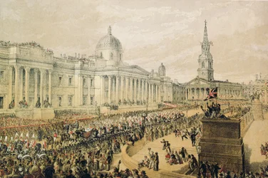 Bryllupsprosesjonen til prins Edward av Wales og prinsesse Alexandra på Trafalgar Square