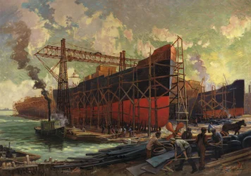 Skipsbygging i Ashbridges Bay, Toronto, 1918