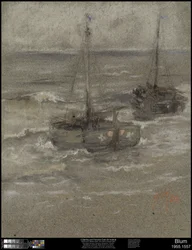 Fiskebåter ved anker, 1884