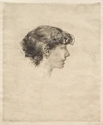 Profil av en jente, 1800-tallet.