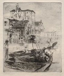 Venetiansk kanal og båter, nr. 8, 1800-tallet.