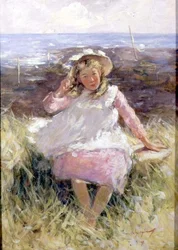 Girl in a White Bonnet (gouache på papir)