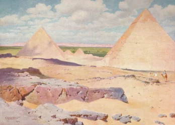 Pyramidene i Gizeh fra ørkenen, c1880, 1904