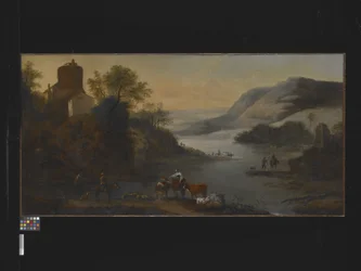 Landskap med dyr (olje på lerret)