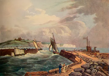 Kutter kommer inn i Dover havn, 1819