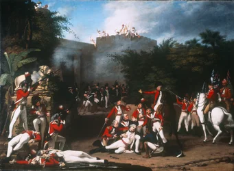 Oberst Moorehouses død under stormingen av Pettah-porten i Bangalore 7. mars 1791, 1793
