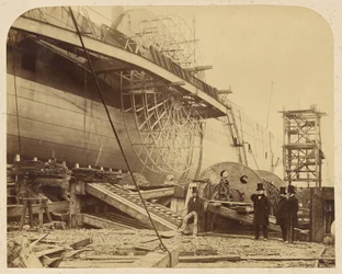 Dampskipet "The Great Eastern" under bygging i dokkene ved Millwall