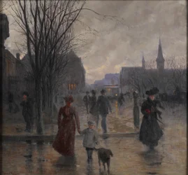 Regnfull kveld på Hennepin Avenue, ca. 1902