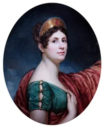 A Lady In Court Costume, Said To Be The Empress Josephine, tidlig c19th (olje på lerret)