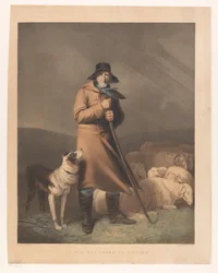 Hyrde med hunden og sauene En gammel gjeter i en storm (tittel på objekt)