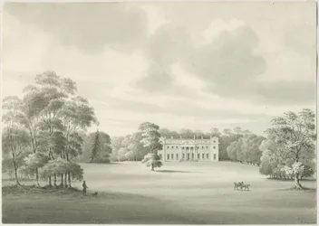 Chillington Hall: sepia-tegning