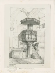 Wolverhampton - Prekestol i St. Peters kirke: litografi, nd [c 1844] (trykk)