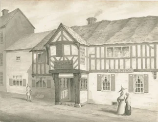 Wolverhampton - St. Peters kirke: sepia-tegning, 1837