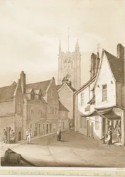 Wolverhampton - St. Peters kirke: sepia-tegning, 1838