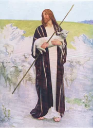 Den gode hyrde, fra The Bible Picture Book utgitt av Thomas Nelson, ca. 1950