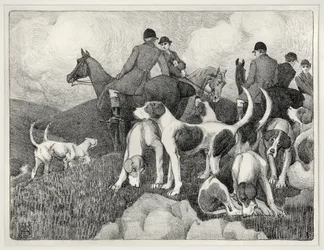 Jaktscene (litho)
