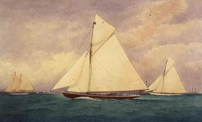 Racing Yacht "Niagara" i Solent, Hurst Point Beyond
