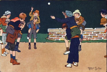 Cavaliere-kulen. Gravering i "" Hva spiller vi? “” av E. Weber med akvarelltegninger av Robert Salles (1871-1929). Librairie Garnier Freres, Paris