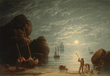 Måneskinn kystscene