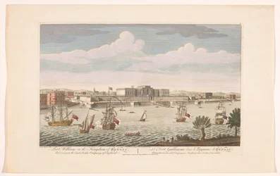 Utsikt over Fort William i Calcutta Fort William i kongeriket Bengal. Tilhører East India Company of England (tittel på objekt) Oppgjør av VOC (serietittel)