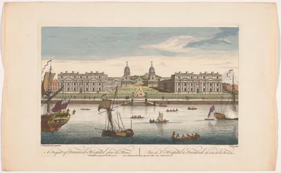 Utsikt over Greenwich Hospital ved Themsen ved Greenwich Et prospekt av Greenwich Hospital fra elven (tittel på objekt) London (serietittel)