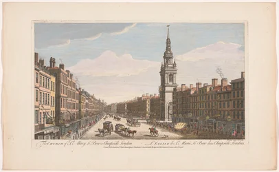 Utsikt over Saint Mary-le-Bow kirken på Cheapside street i London Kirken St Mary le Bow i Cheapside London (tittel på objekt) London (serietittel)