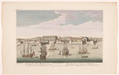 Utsikt over byen Bombay Bombay på Malabarkysten som tilhører East India Company of England (tittel på objekt) Oppgjør av VOC (serietittel)