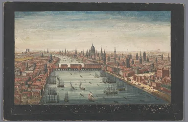 Utsikt over byen London En generell utsikt over byen London, ved siden av Themsen (tittel på objekt) London (serietittel)
