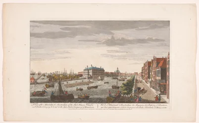 Oversikt over Admiraliteitsmagazijn i Amsterdam En utsikt over admiralitetet i Amsterdam, av butikkhusene, bryggene og bryggene, som tilhører det, og til East India Company of Holland (tittel på objekt) Holland (serietittel)