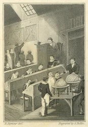 Nicholas Nickleby: Dotheboys Hall, gravert av Samuel Bellin (1799-1893)