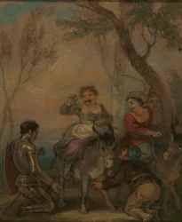 Illustrasjon for Don Quijote (med figurer på et esel)