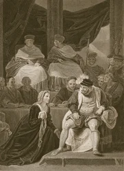 Rettssak over ekteskapet til Henry VIII, gravert av T. Holloway, illustrasjon fra David Humes 