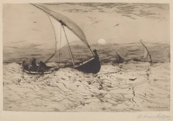 Napolitanske fiskebåter som vender hjem