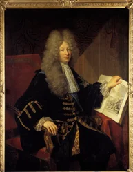 Portrett av Jerome Phelypeaux, greve av Pontchartrain (1674-1747) Minister for marinemaleri av Robert Levrac Tournieres (1667-1752) 1700-tallets søn. 1,37 x 1,07 m Versailes, musee du chateau