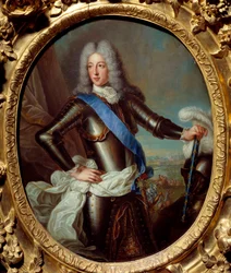 Portrett av Louis II av Bourbon, Prince of Conde (Bourbon-Conde) (Grand Conde) (1621-1686) tidligere kjent som Marechal of Berwick-maleriet av Robert Levrac Tournieres (1667-1752) 1600-talls søndag. 0,38x0,31 m Rennes, Musee des Beaux Arts