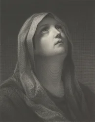 Jomfruens hode ser opp til høyre, etter Reni, 1869.