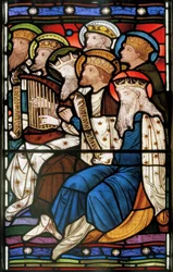 Praising Kings, detalj fra The Last Judgement, ca. 1864 (farget glass)