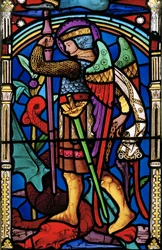 The Last Judgement, detalj, St Michael, 1863 (farget glass)