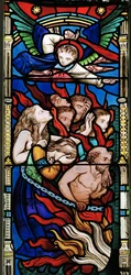 The Last Judgement, detalj, Ye Damned, 1863 (farget glass)