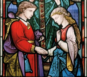 Westbury, All Saints, Heaton, Butler & Bayne, Bayne, The Sacrament of Marriage, 1864, selvportrett