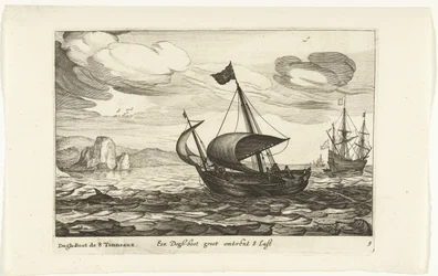 Dogger av hundestøvel En Dogh-boot groot om 8 Last / Dogh-Boot de 8 Tonneaux (tittel på objekt) Hollandse scheepstypen, 1627 (serietittel) Forskjellige skip Don ton se sert dans les Unies-provinsene / Ikoner for forskjellige nederlandske skip hvis bruk er 